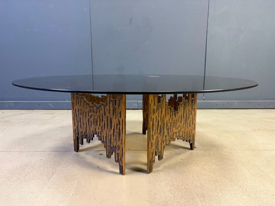 Vintage Bronze Brutalist Coffee Table, 1970s – Glass (photo 7 of 10)