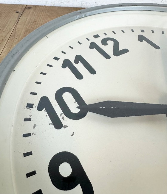 Image 1 of Grey Industrial Factory Wall Clock From Chronotechna, 1950s