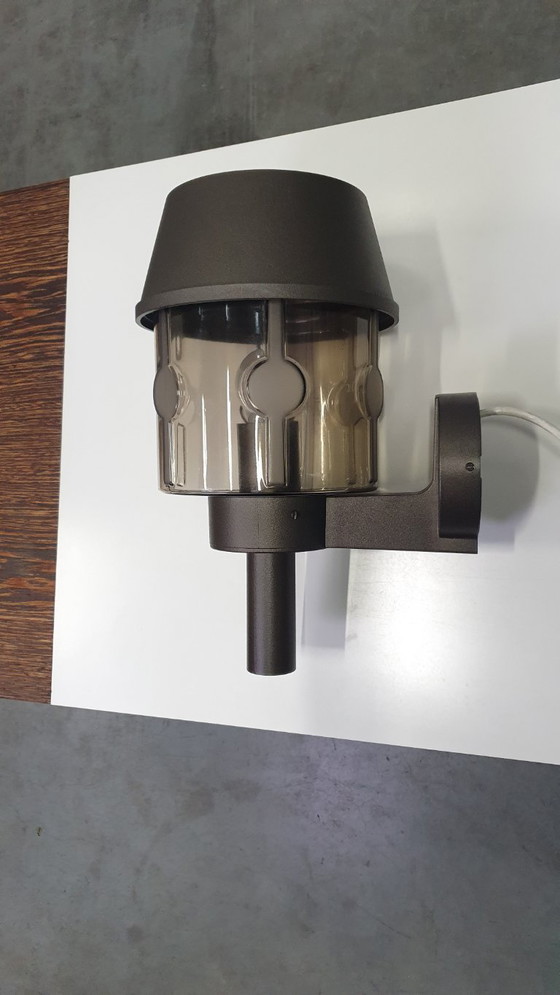 Image 1 of Applique murale vintage Hoffmeister en verre fumé brun, style années 70, époque spatiale