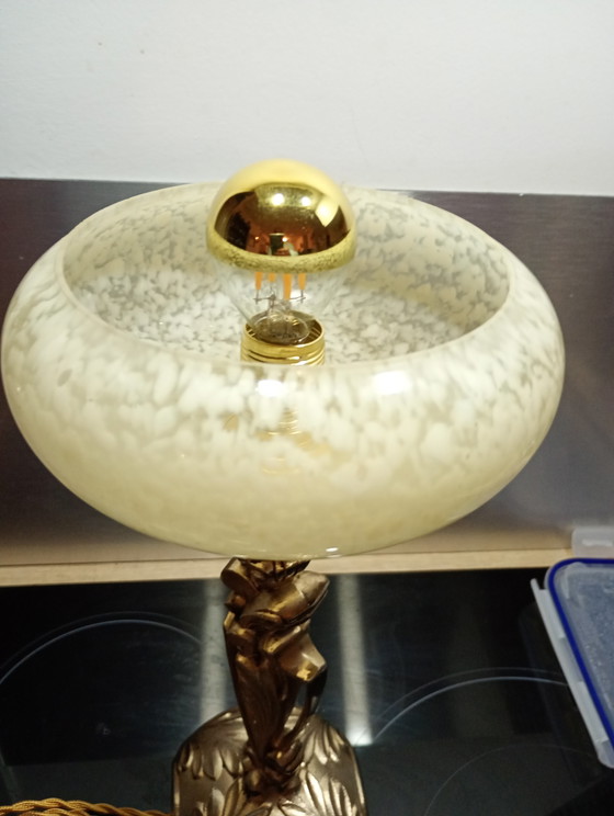 Image 1 of Stehlampe aus Bronze und Opalin