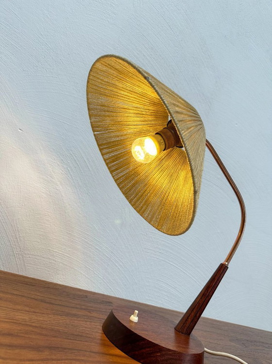 Image 1 of Vintage Temde Leuchten Teak & Sisal Table Lamp, Swiss Design, Mid-Century Modern, 1960s