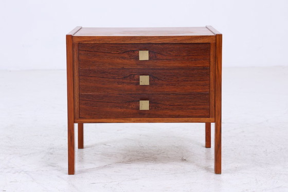 Image 1 of Prachtig vintage nachtkastje 60s | Mid Century houten nachtkastje met laden palissander opslag #07-47