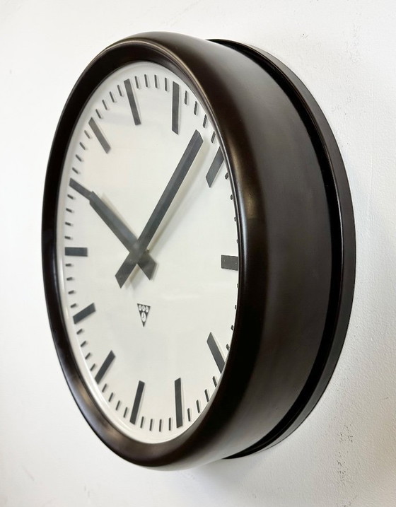 Image 1 of Large Industrial Bakelite Factory Wall Clock from Pragotron, 1960s