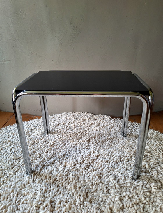 Image 1 of Midcentury side table black, tubular steel frame