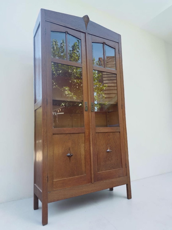 Antieke Kast Amsterdamse School Vitrinekast – Vitrinekasten, Wood, Glass (photo 11 of 11)