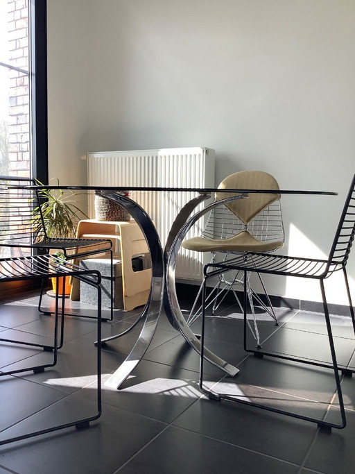 Table de salle à manger ronde en verre, Osvaldo Borsani T69
