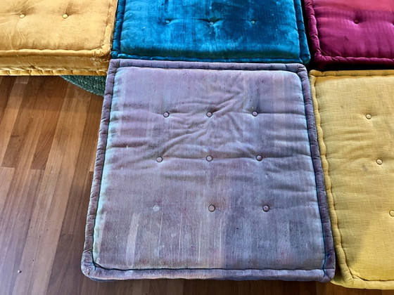 Roche Bobois Mah Jong par Hans Hopfer, jeu modulaire original de 7 pièces – Canapés modulables, Textile (photo 6 of 11)