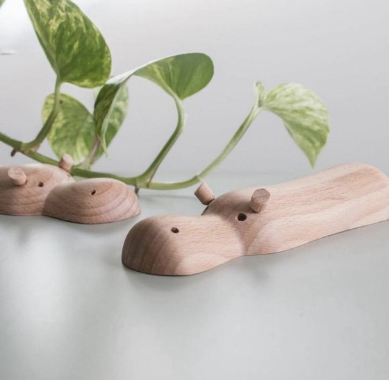 Image 1 of Unique handmade wooden hippo
