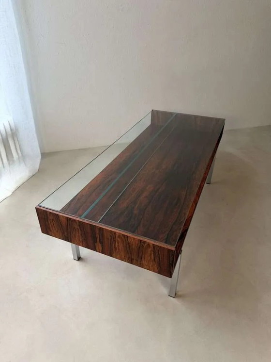 Image 1 of Tavolino da caffè vintage Topform in vetro, acciaio inossidabile e palissandro, anni '60