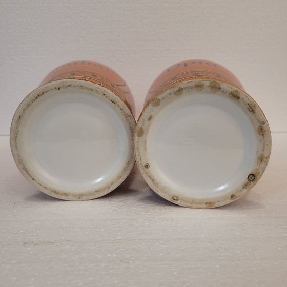 Image 1 of Pareja de albarelos de boticario, porcelana pintada a mano, p. s. XX – España