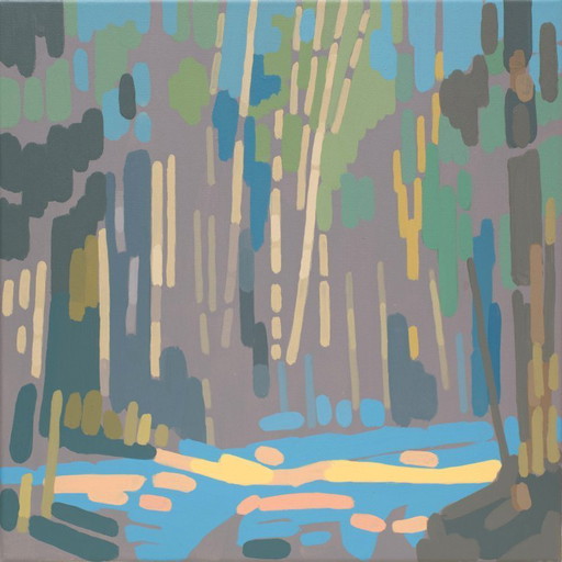 Peinture représentant un reflet du soleil, pièce unique peinte à la main, nature, paysage, peinture acrylique 40x40cm