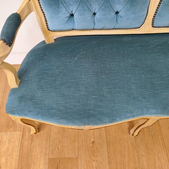 Banc Vintage Brocante Rococo Queen Ann pour Hall et Boudoir – Textile (photo 12 of 20)