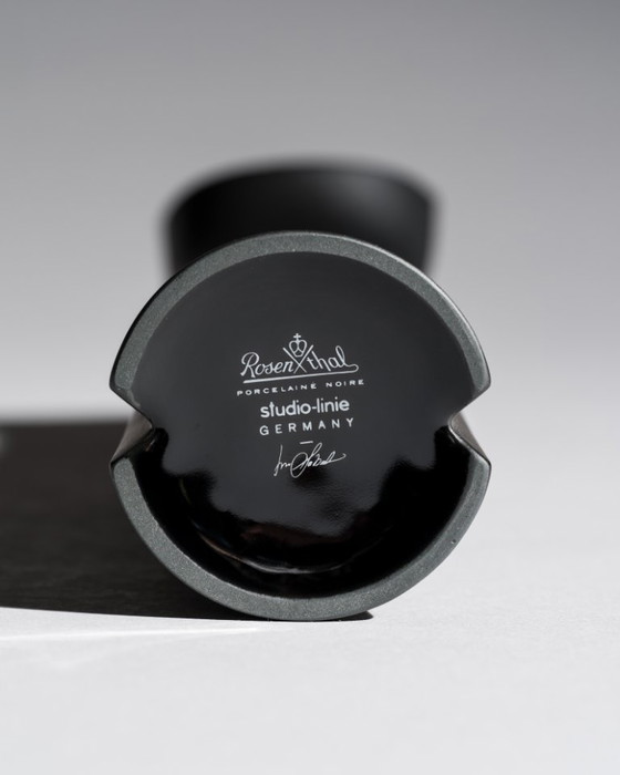 Image 1 of Lino Sabattini Rosenthal "Pianta" Porcelaine Noire Chic Portacandele Duo e Vaso