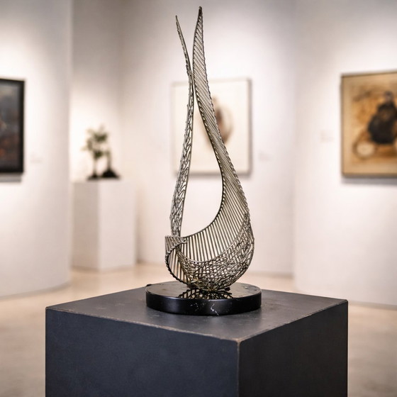 Image 1 of Scultura in filo metallico vintage senza titolo firmata Bob Bennett (1979) artista americano