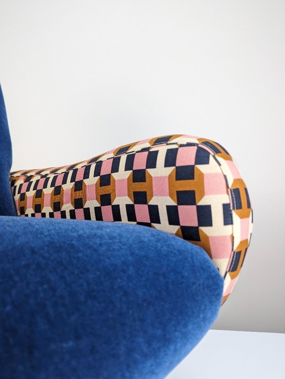 Image 1 of Paire de fauteuils Lady en velours bleu Hermès, Marco Zanuso, Italie, années 1950