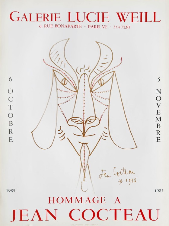 Image 1 of Jean COCTEAU Expo 83 - Galerie Lucie Weill poster 1983