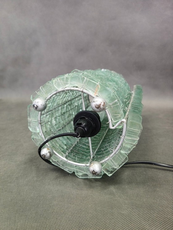 Image 1 of Italian Sculptural Glass Table Lamp, Wire and Glass Construction, 1980s