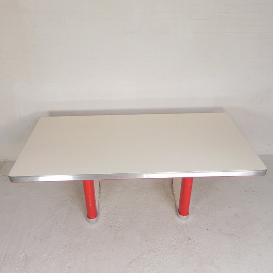 Ahrend Oda dining table, desk, with aluminum edge, 1950s – Plastic, Metal (photo 6 of 29)