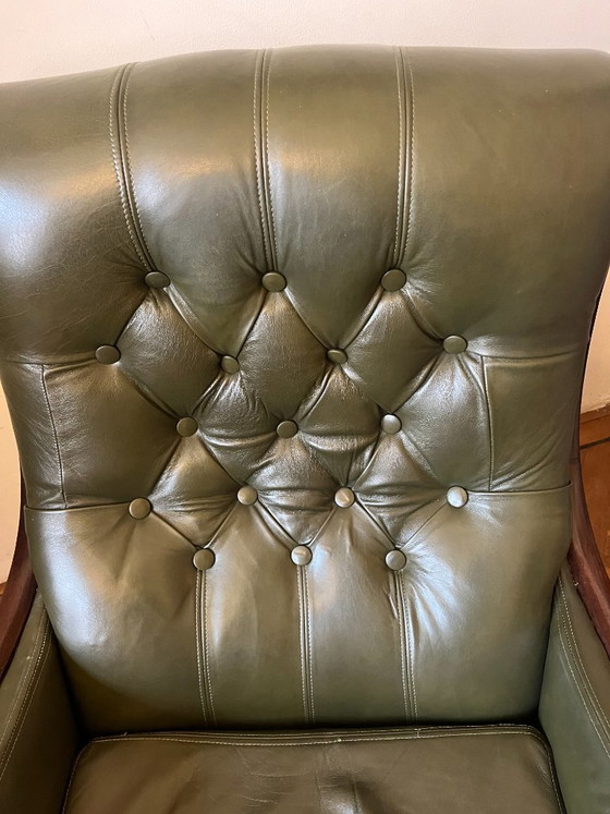 Image 1 of Classic leather armchair – Empire style, green leather