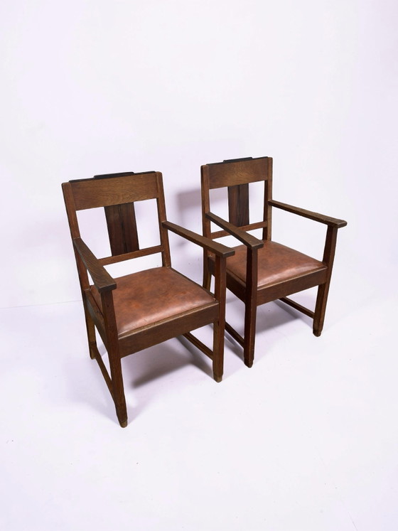 Image 1 of 2x Art Deco / Amsterdamse School stoelen