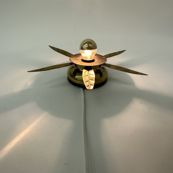 Image 1 of 1950er Wandlampe Deckenlampe Blume Gold