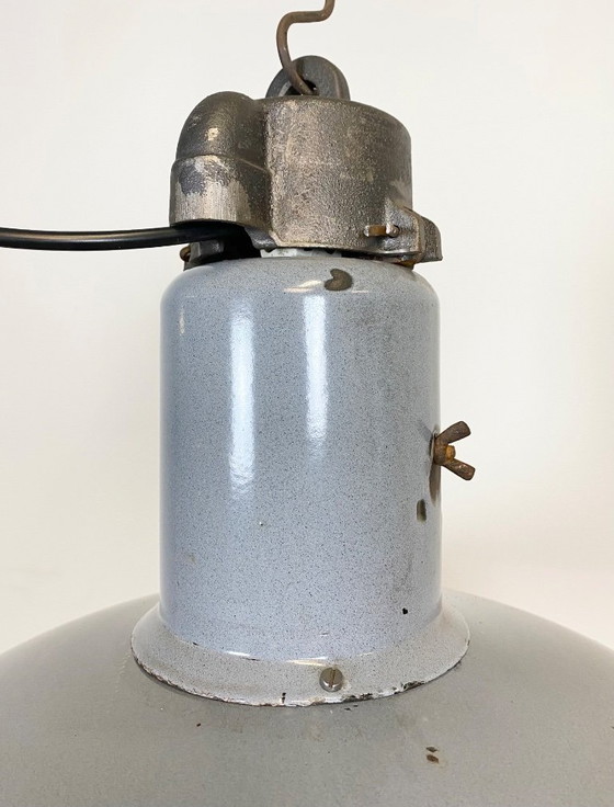 Image 1 of Suspension industrielle en émail gris, style années 1950