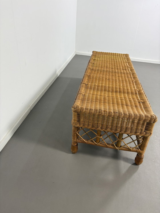 Image 1 of Vintage Rotan Rieten Bankje jaren' 70