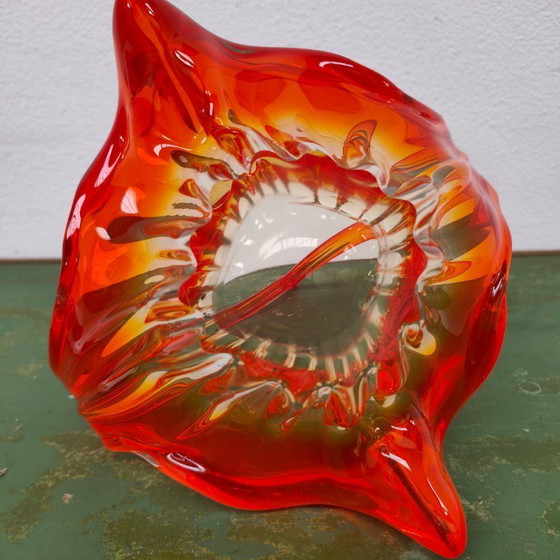 Image 1 of Cestino vintage in vetro arancione in stile Murano. Vetro