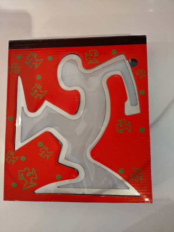 Image 1 of Keith Haring La Linea Lamp Osvaldo Cavandoli Silver (New in original packaging)