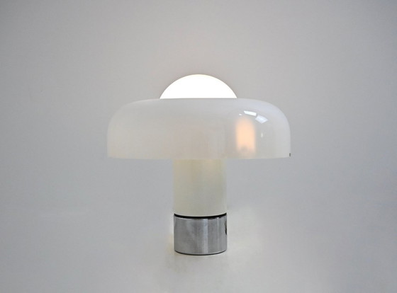 Lampe Brumbury de Luigi Massoni pour Harvey Guzzini, années 1970, Plastique, Chrome, Blanc, Space Age (photo 4 sur 13)