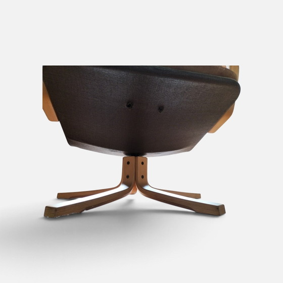 Vintage Dux 'Mona Roto' lounge chair, Sam Larsson '70s., Armchairs, Leather, Wood, Black (photo 6 of 7)