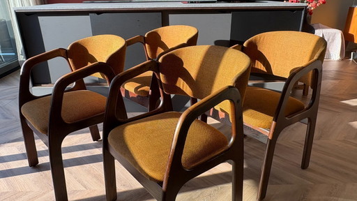4x vintage retro 60 70 - Dining chair wood and upholstery