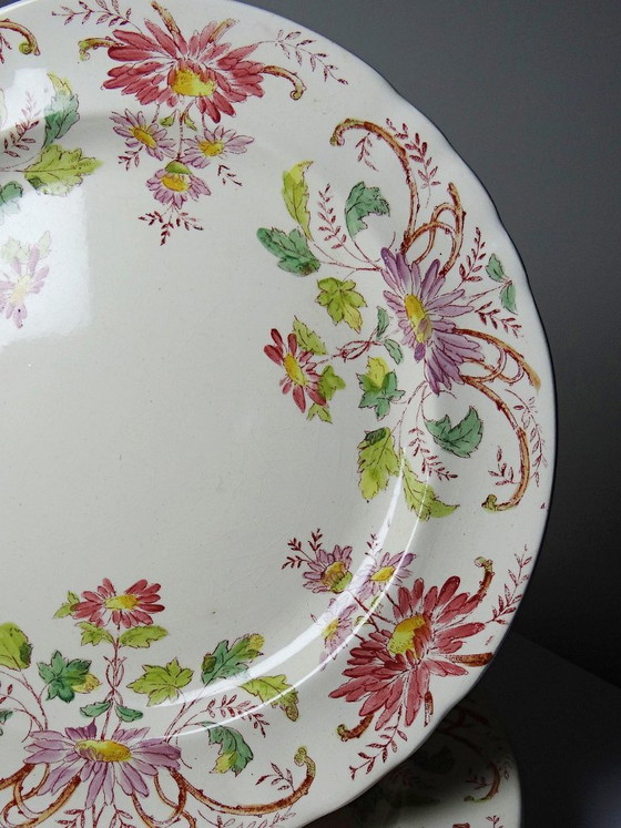 Image 1 of 4 antike Longchamp Daisy Dessertteller aus polychromem Steingut
