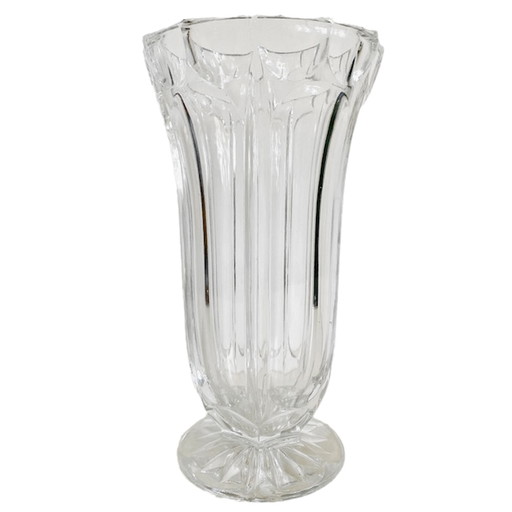 Vintage crystal vase art deco motif 1950's