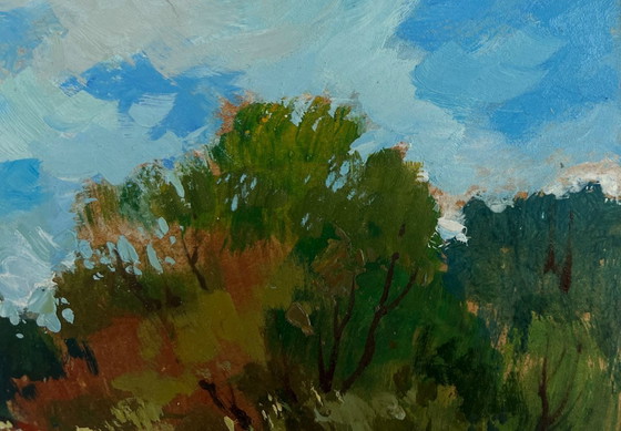 Image 1 of Original Oil Painting Summer Forest Landscape The path to the forest depths