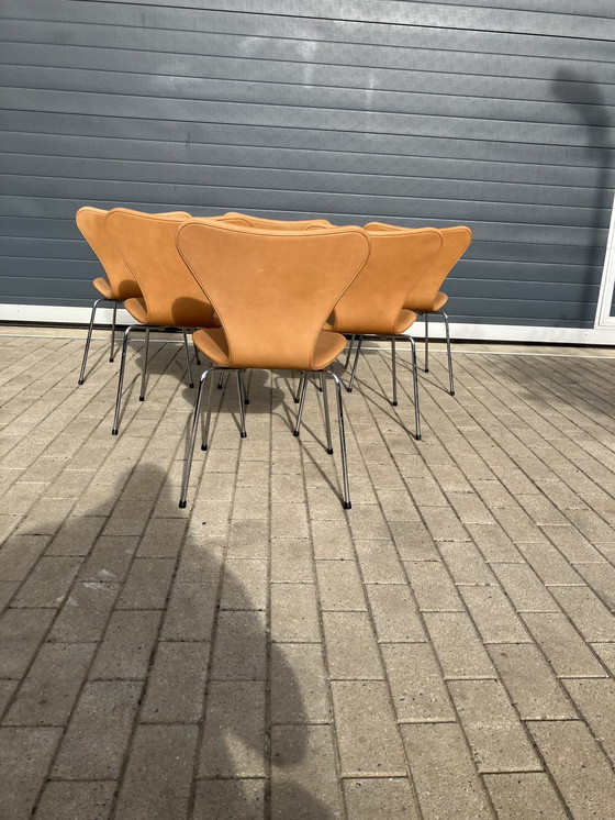 Image 1 of Sedie Butterfly serie 7 di Fritz Hansen in pelle Camel NUOVE!!