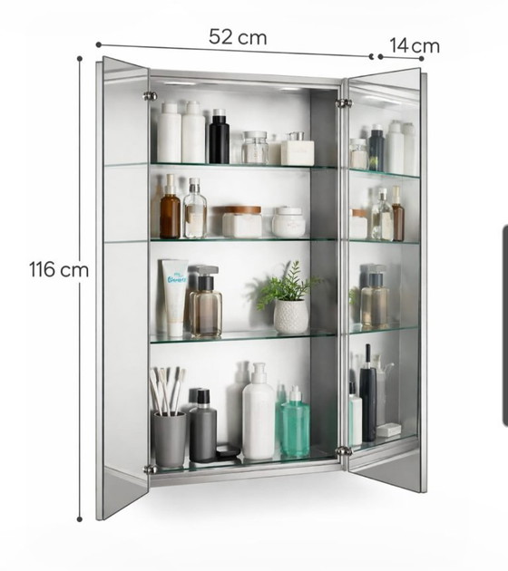 Image 1 of Mobiletto con specchio per bagno – specchio per interni ed esterni – 116 x 52 x 14