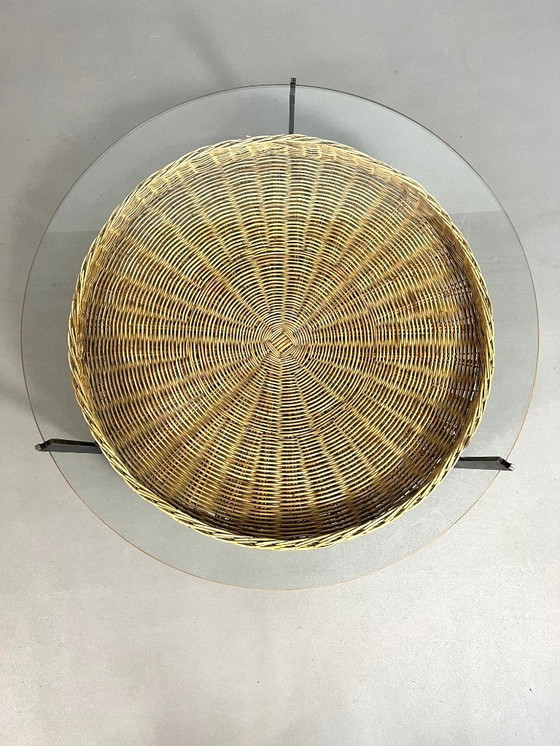 Image 1 of Couchtisch mit Zeitschriftenständer aus Weide von Rudolf Wolf für Rohé Noordwolde, 1960er Jahre.