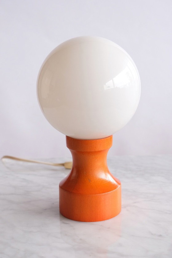 Image 1 of 2 lampes vintage en bois et verre