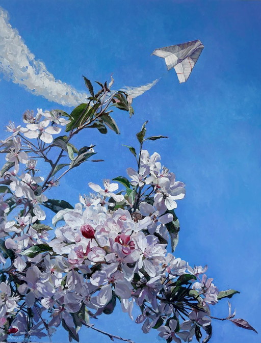 Original Oil Painting Modern Art Symbolism Sky Spring For Life – schilderijen tekeningen, Canvas