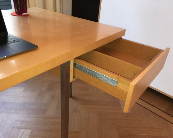 Image 1 of Light wood desk or side table with one drawer