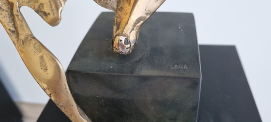 Lohé Bronze Sculpture of a Woman's Head with Hat, Gold, Art Deco (photo 3 of 6)