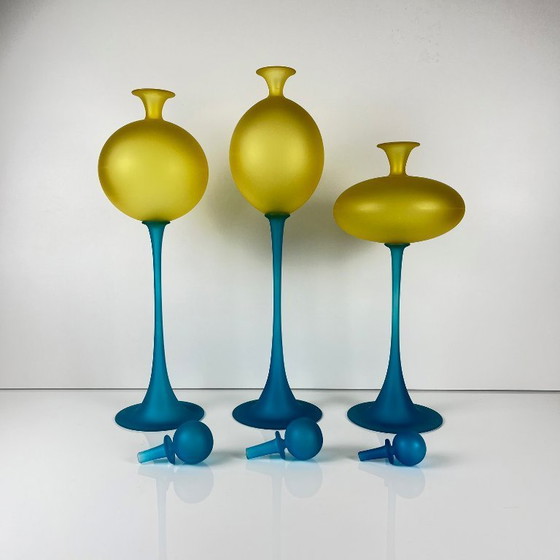 Image 1 of Set di 3 vasi scultorei in vetro di Murano di Cesare Toffolo, Italia, anni '90