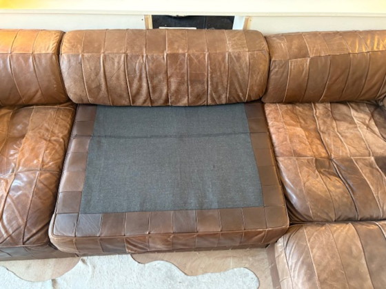 Divano modulare De Sede DS88 – Anni '70 – Pelle patchwork color cognac – Divani modulari, Leather (photo 7 of 12)