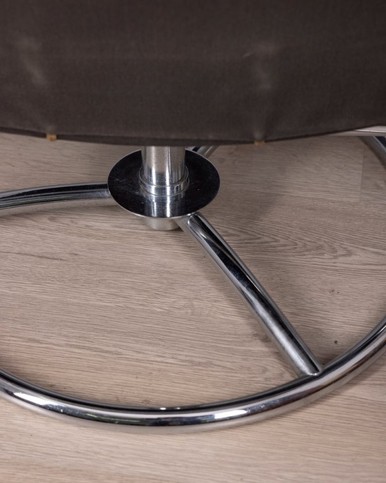 Image 1 of VINTAGE 1970S ARMCHAIR WITH FOOTREST IN METAL AND LEATHER, ITALIAN DESIGN