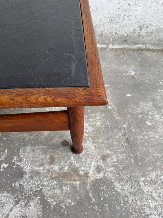 Image 1 of Vintage Oak Coffee Table with Slate Top  