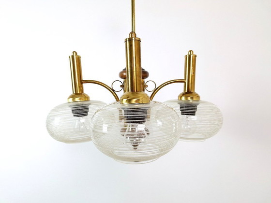 Image 1 of Mid Century Chandelier / Vintage Pendant Light / Rustic Elegant Light Fixture / Yugoslavia 1970's / Hanging Lamp