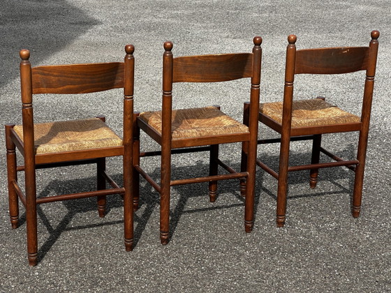 3 Sedie Vintage in Legno e Paglia – Anni '50/'60 – Sedie da pranzo, Wood (photo 3 of 15)