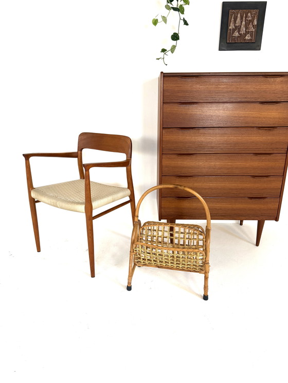 Image 1 of Vintage rattan and bamboo magazine basket '60