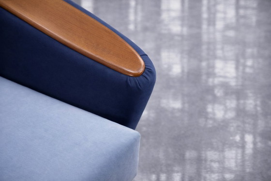 Image 1 of Vintage Mid-Century Scandinavian Modern Blue Velvet Living Room Set by Holm Fabriker AB, Set of 2, 1960s